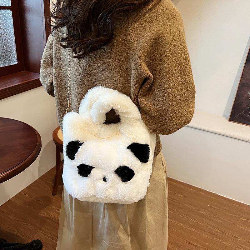 Cute Cartoon Big White Goose Bag Women's 2025 New Plush Handbag Chain Shoulder Bag Trendy Fluffy Tote Bag