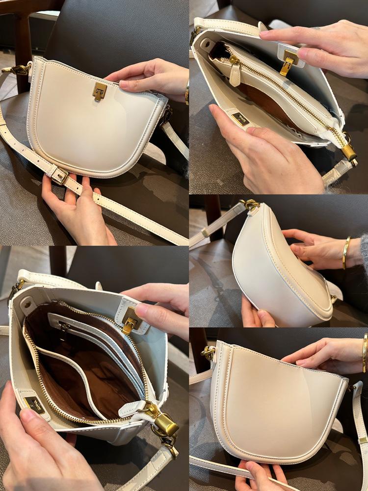 Женская сумка-седло кроссбоди из натуральной кожи - Тренд Весна/Лето 2024, Улучшенная текстура, Популярный маленький дизайн под мышкой