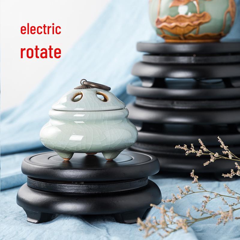 Automatic Rotating Wooden Base for Carved Treasures and Ornaments