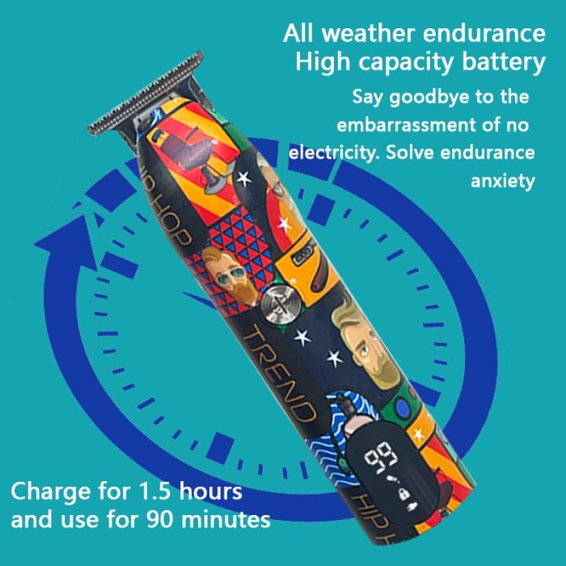 Professional Barber Hair Clipper Rechargeable Graffiti Electric Finish Cutting Machine Beard Trimmer Shaver Cordless Work