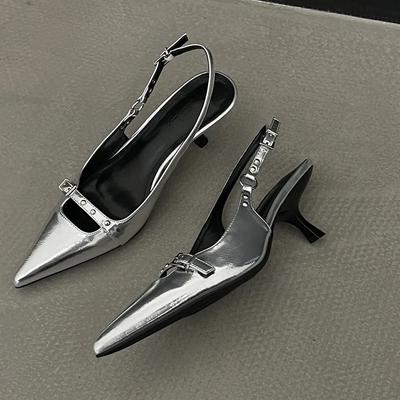 Модные женские сандалии с острым носком, летние, на среднем каблуке, модная обувь, элегантные женские туфли-лодочки, тренд 2025, обувь на каблуке, сексуальная женская обувь