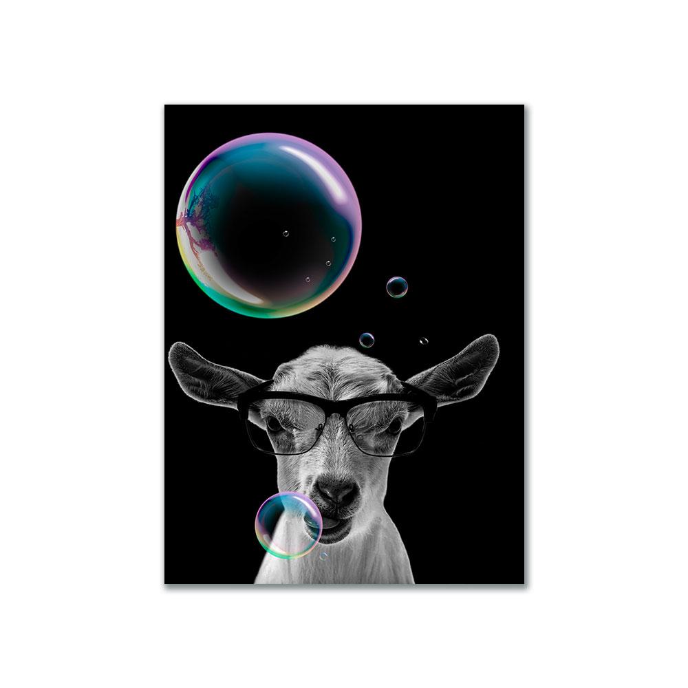 Картины на холсте с изображением животных и пузырей, панда, кошка, лев, тигр, слон, жираф, принты, художественная настенная картина для гостиной, домашний декор