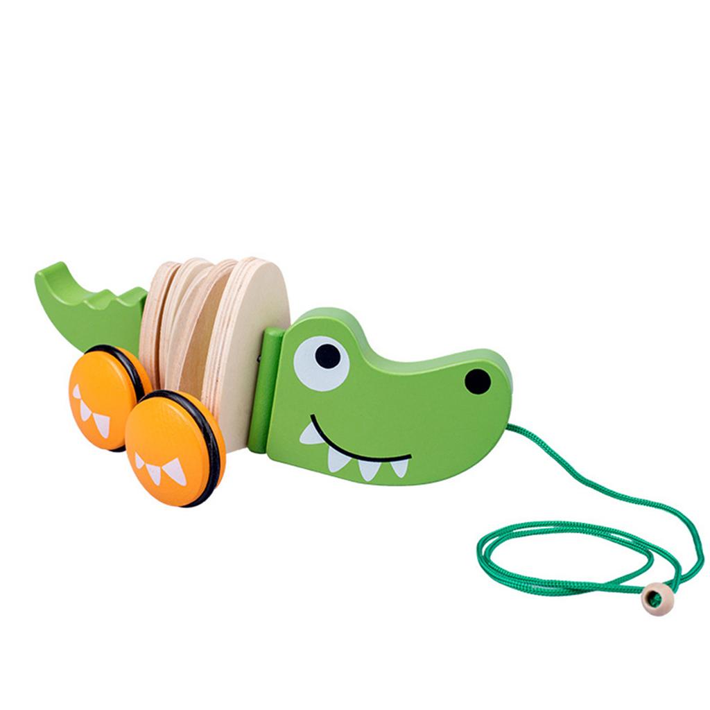 Cartoon Tractors Animals Toy Wooden Pull Toy Kids Intelligence Educational Toys Swinging Little Crocodile Selected Wood