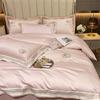 Light Luxury Style 140S Long-staple Cotton Embroidered Four-piece Set, Pure Cotton Embroidery, Skin-friendly Four-piece Set, High-end