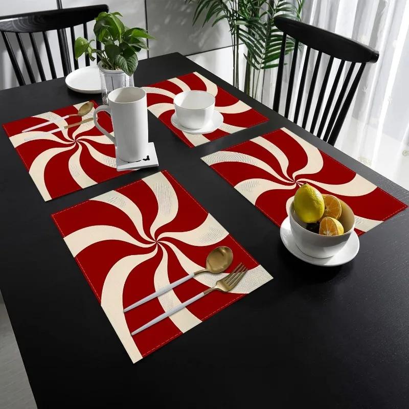 1PC Vortex Linen Meal Mat Are Durable and Suitable for Families for Holiday Dining Decoration Festive and Beautiful