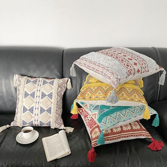 45x45 см тафтинговая наволочка с кисточками в богемном этническом стиле с геометрической застежкой-молнией хлопковый диван украшение для спальни наволочка