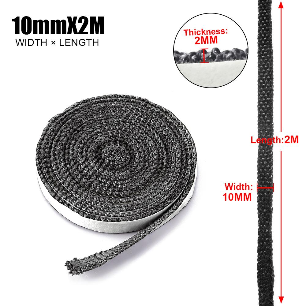 10/15 мм Уплотнительная веревка для камина Дверца дровяной печи Самоклеящийся уплотнительный шнур из стекловолокна Замена 2 м Черная уплотнительная лента