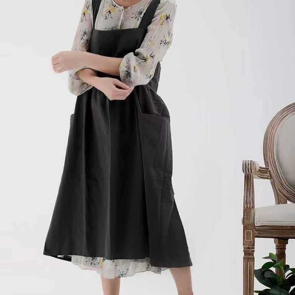 Cotton Kitchen Apron Adjustable Straps Cooking Apron Multifunctional Korean Style Apron  Painting