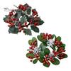 Christmas Candle Ring Artificial Pinecones Red Berries Candlestick Garland Realistic Xmas Wreath Candle Ring for Holiday Wedding Table Centerpiece