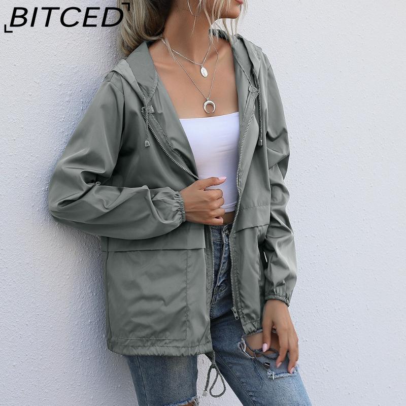 BITCED Women's Zipped Hooded Jacket Lightweight Outdoor Hiking Rainproof Jacket