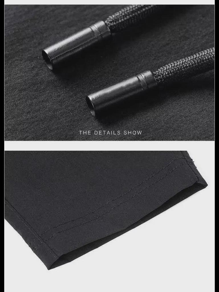 Мужские летние эластичные брюки облегающего кроя Ice Silk Nine-Point — модная повседневная спортивная одежда в корейском стиле.