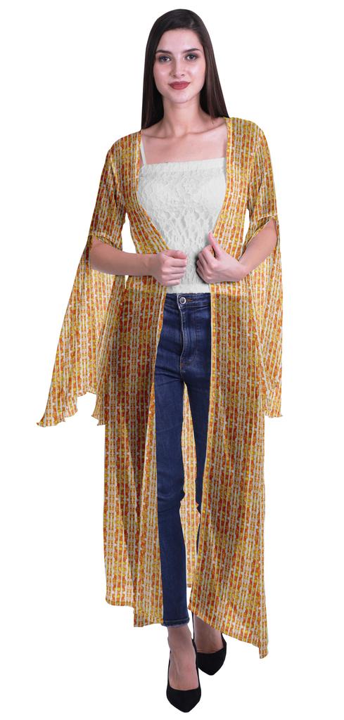 Moomaya Пляжная накидка с открытым передом из принтованного жоржета и разрезами на рукавах