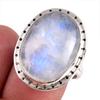 Natural Rainbow Moonstone Gemstone 925 Solid Silver Jewelry Ring Size 7.5 a2R55