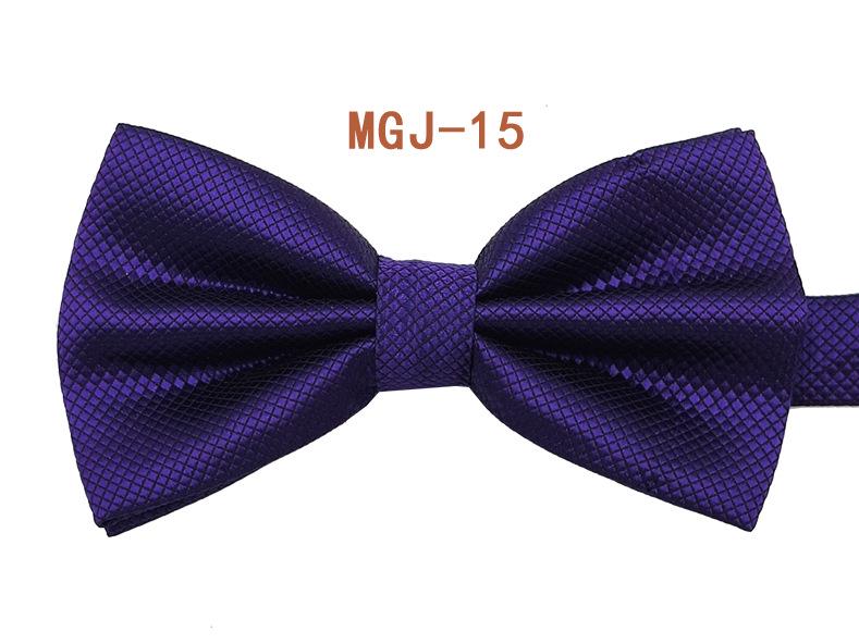 Men's Solid Black Double Layer Bow Tie - British Cube Grid, 27 Colors Available for Formal Events and Weddings.