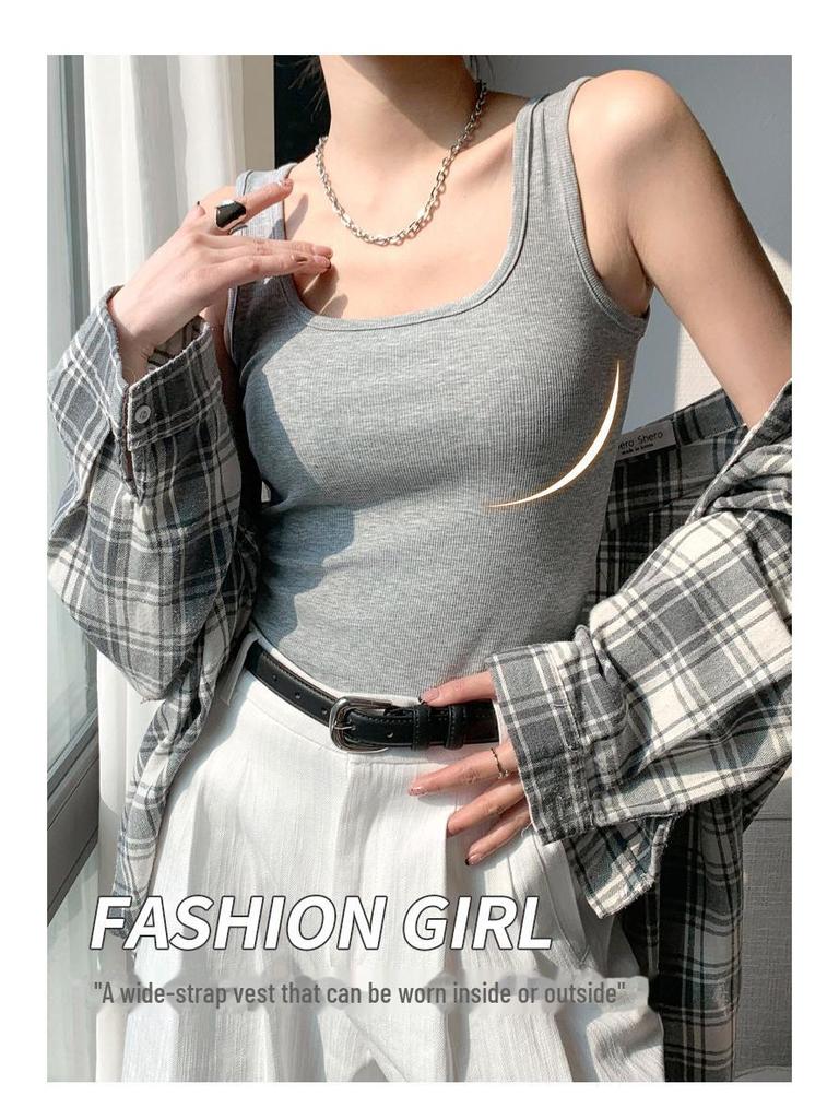 H237 весна/лето женский жилет без рукавов с U-образным вырезом и широкими плечами