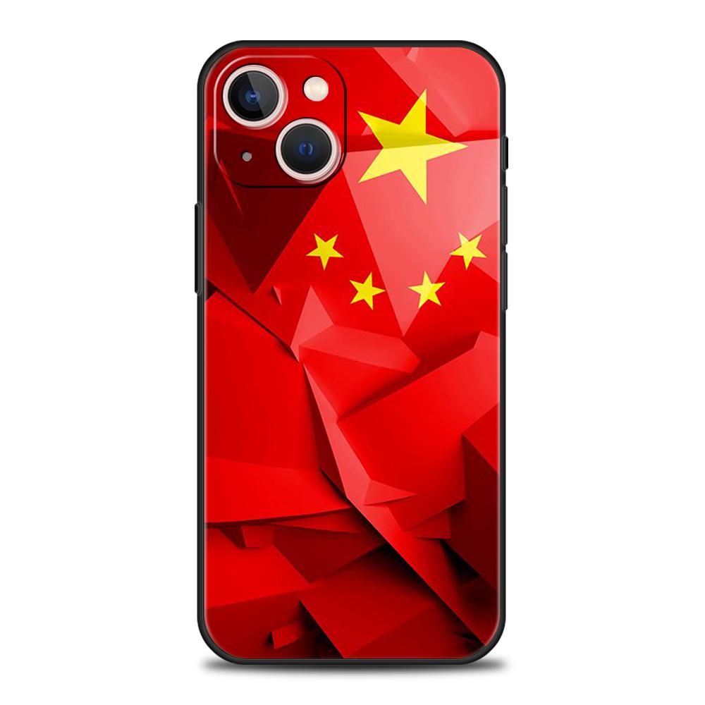 Чехол для телефона с флагом Китая для iPhone 16 15 14 13 12 Pro Max 11 Pro Max 7 8 Plus XS XR Ударопрочный Мягкий чехол Capas