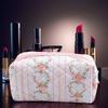 Женская косметичка с цветочным принтом, большой вместимости, из хлопка, эстетичная, для туалетных принадлежностей, на молнии, с мягкой подкладкой, сумка-органайзер, повседневная сумка для девочек