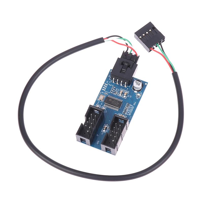 1Pc Usb 9 Pin Interface Header Motherboard Extension Splitter 1 To 2 Cable Desktop Usb2.0 Hub Connectors Adapter Port