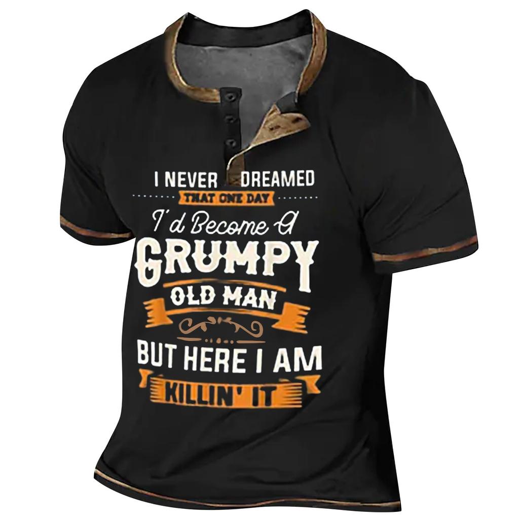 Муж. Футболка Футболки Графика Текст Черный Военный стиль Зеленый Бассейн Темно-серый 3D-печать Уличный стиль С короткими рукавами На пуговицах С принтом Одежда Классический