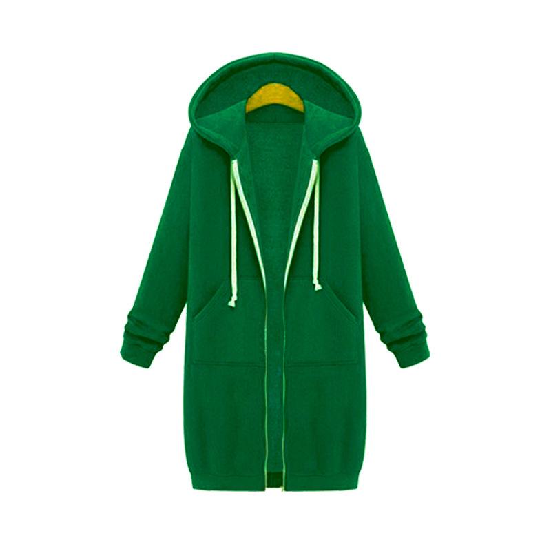 Autumn and Winter Women's Plus Size Hooded Long Sleeve Sweatshirt Mid-Length Jacket