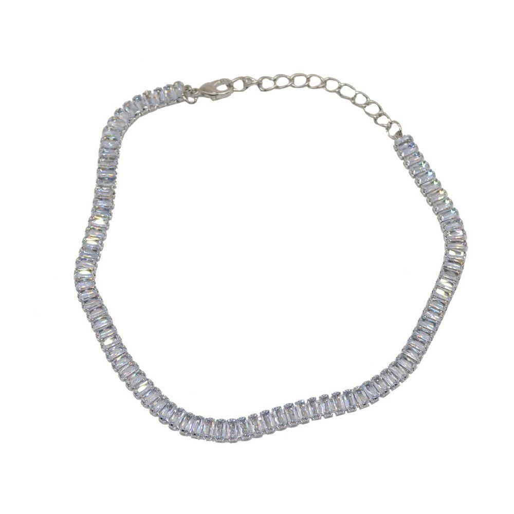 Square Zircon Pendant Necklace Delicate Beaded Necklaces Sweet Shiny Zircon Choker  Wedding