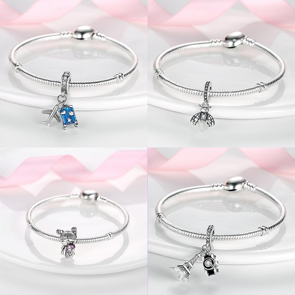 Изысканные Элегантные Медные Шармы Кошка Луна Любовь Сердце Бусины Подходят для Оригинального Браслета Пан Изготовление Для Женщин Ювелирные Изделия Модный Подвеска