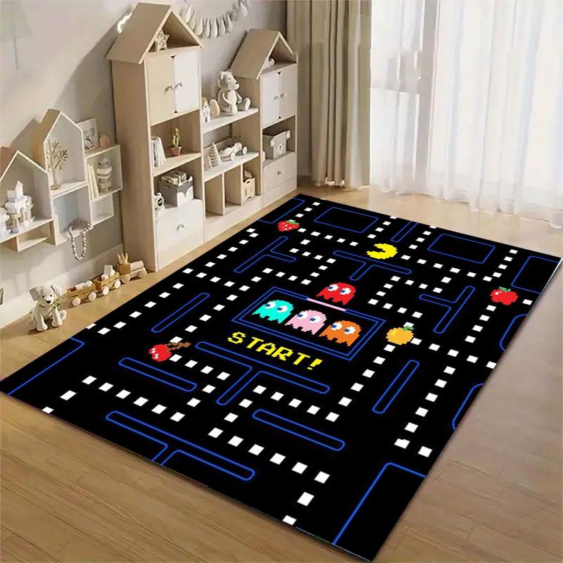 Ковер с тематикой игры Pac-Man, нескользящий, круглый, для игровой комнаты, спальни, гостиной, напольный коврик, декор