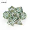 7 Pcs Silver Green Squid Metal Dice Hollow Metal Polyhedral Dice Set Suitable for Role-Playing RPG  Board Game Card Game