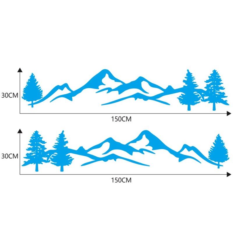 2 шт. автомобильные наклейки дерево горный автомобиль декор ПЭТ лес наклейка 150*30 см авто наклейка для внедорожника RV Offroad