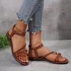 Сандалии большого размера на плоской подошве с эластичной резинкой для женщин, лето 2025, новые плетеные повседневные сандалии с открытым носком для женщин