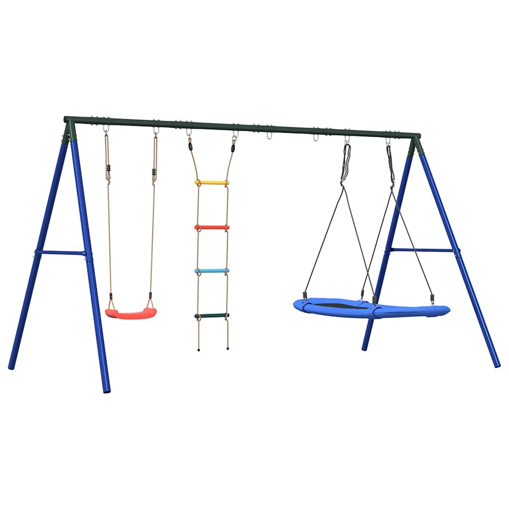 Swing Set with Swing Seat Rope Ladder and Nest Swing