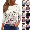 Women's Fashion Casual Round Neck 3/4 Sleeve Loose Printed T-Shirt Ladies Top