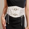 Leather Lace Cummerbunds Solid Color Wide Waist Corset Fashion Corset Belt  Ladies