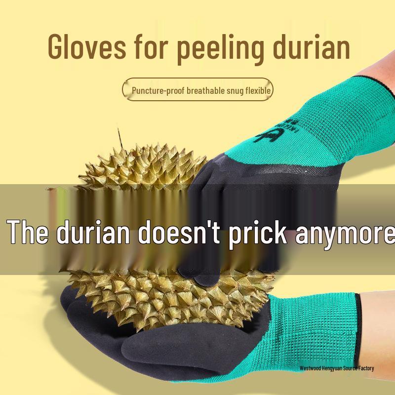 Durian Peeling Gloves: Waterproof, Anti-Cut, Anti-Stab, Non-Slip, Thickened Rubber Coating.