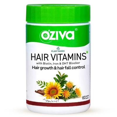 Капсулы OZiva Hair Vitamin для роста волос и контроля выпадения волос, 100% натуральный продукт с биотином, железом, клинически проверенные добавки для роста волос
