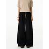 Summer new dark striped blended pendant straight wide-leg trousers kendo belt old money commuter casual trousers