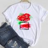 (Asian Size) Women Print Tee Flower Sweet 90s Cute Sweet Top Fashion T Shirt Clothing Casual Short Sleeve Lady Female Graphic T-shirt