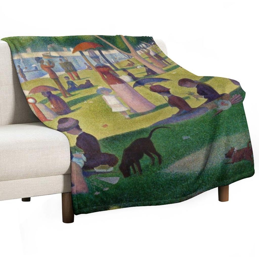 A Sunday Afternoon on the Island of La Grande Jatte by Georges Pierre Seurat Throw Blanket Beach Retros Picnic Blankets