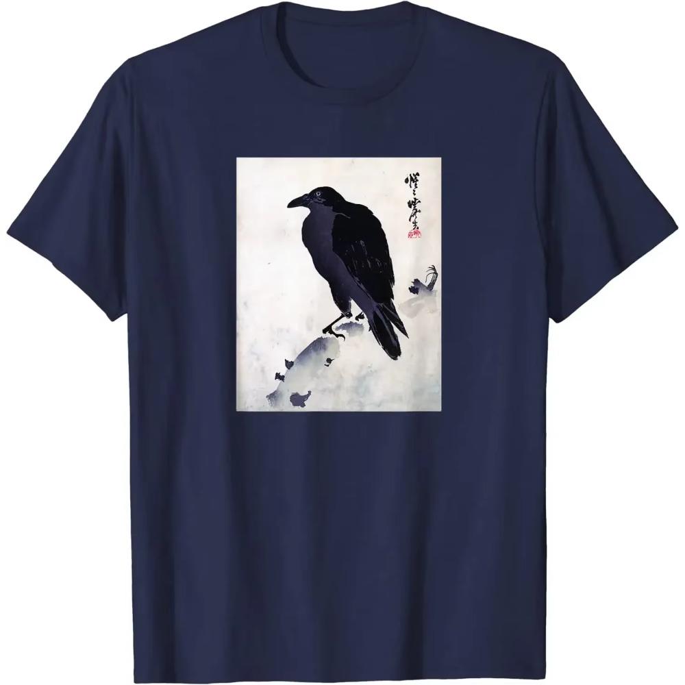 Японское искусство Японская художественная гравюра на дереве Принт Crow Kyosai Футболка уличная повседневная хлопковая повседневная футболка Four Seasons Мужские футболки