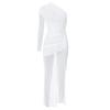 Women's Winter Long Sleeve Splicing Gauze Low Waist Pullover Solid Color Long Dress