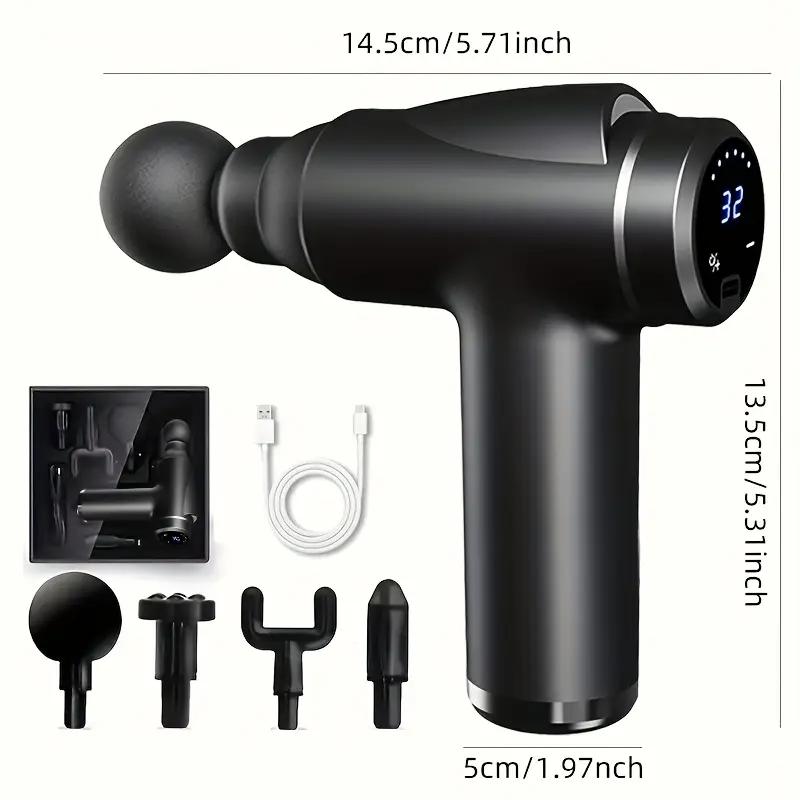 Portable Fascia Gun Vibration Massage Gun with 4 Massage Heads For Body Neck Back Deep Muscle Relaxation Sports Fitness Slimming