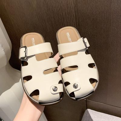 Баотоу полутапочки женские новые нескользящие туфли с отверстиями пара пробковые тапочки студенческие ленивые туфли большого размера крутые тапочки