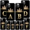 Diamond Crown Letter Case For Apple Iphone 14 11 13 12 Pro Max Xr 7 8 +Se 2020 Xs 6 6s Plus 5 5s Black Silicone Phone Cover
