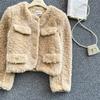 Осень Зима Женская Роскошная Норка Искусственный Мех Теплая Короткая Куртка Длинный Рукав Однобортная Рождественская Верхняя Одежда Пальто