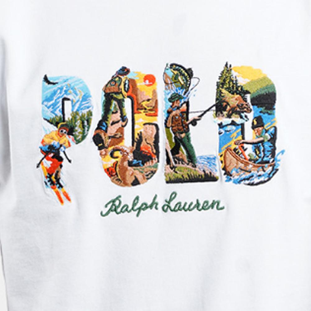 Polo Ralph Lauren Узорчатый Принт Круглый Вырез Приталенная Футболка Короткий Рукав Мужские Топы Белый 710934738-002