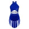 Kids Girls Lyrical Dance Performance Costume Figure Skating Ballet Gymnastics Leotard Dress Sleeveless Rhinestone Dancewear