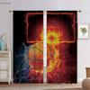 Water Fire Basketball Cool Sports 3D Printed Curtain Rod Pocket Boys Girls Room Living Room Kitchen Decorative Curtain 2 Pieces