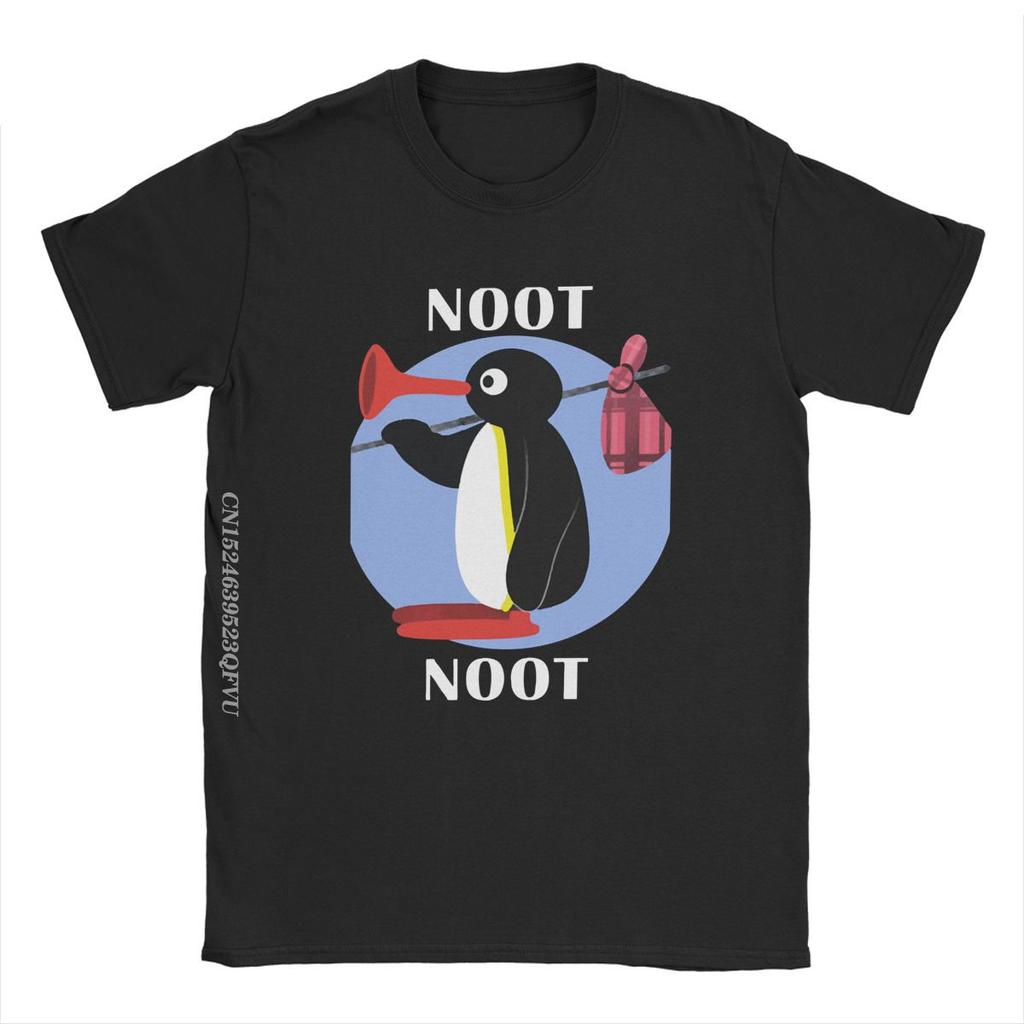 Футболка Noot Noot Pingu Мужская Женская Хлопковая Винтажная Футболка Круглый Вырез Футболка с Пингвином Одежда Харадзюку Классика