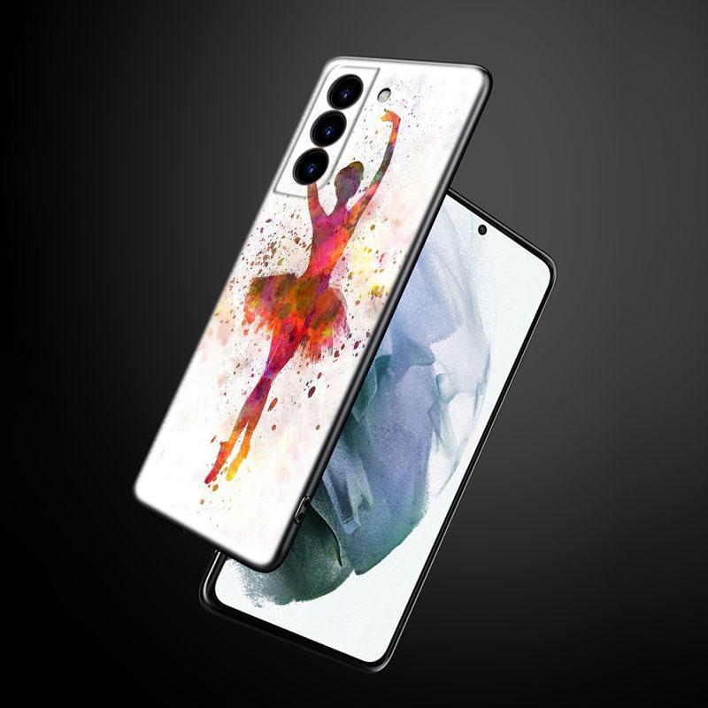 Чехол для телефона с балериной для Samsung Galaxy S22 Pro S21 S20 Ultra FE S10 Lite 5G S10E S9 S8 Plus Мягкий ТПУ Черный чехол