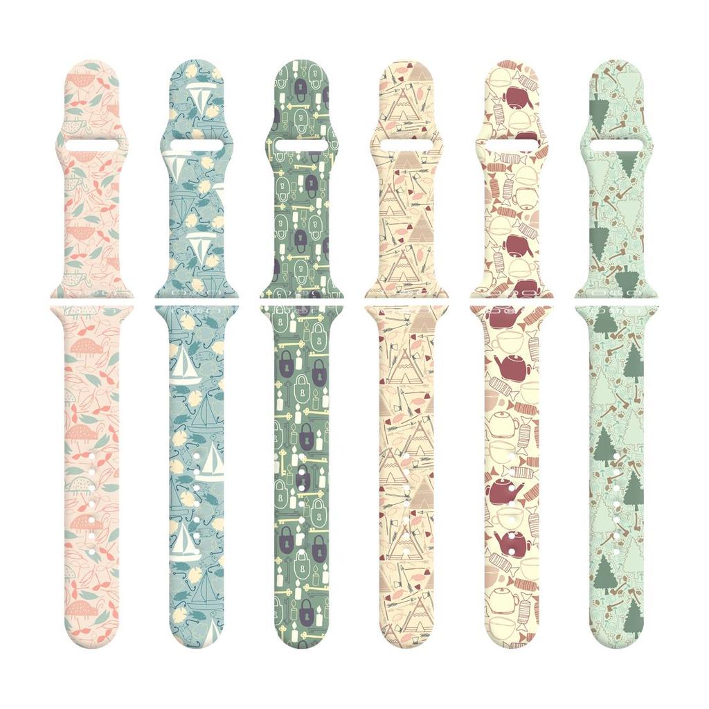Ремешок Fresh Mori Printed Strap для Apple Watch S10 - мягкий силиконовый спортивный креативный сменный ремешок для iWatch 10/9/8/7/6/5/4/3/2/1/Se/Ultra/Ultra2 49 мм